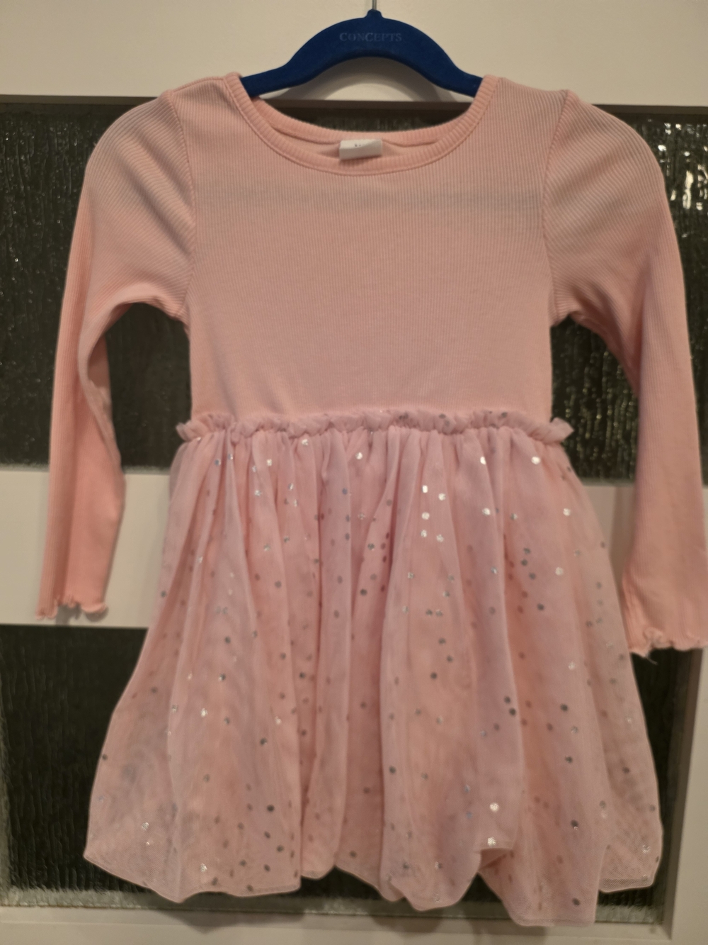 GAP Pink Long-Sleeve Sequin Tulle Dress